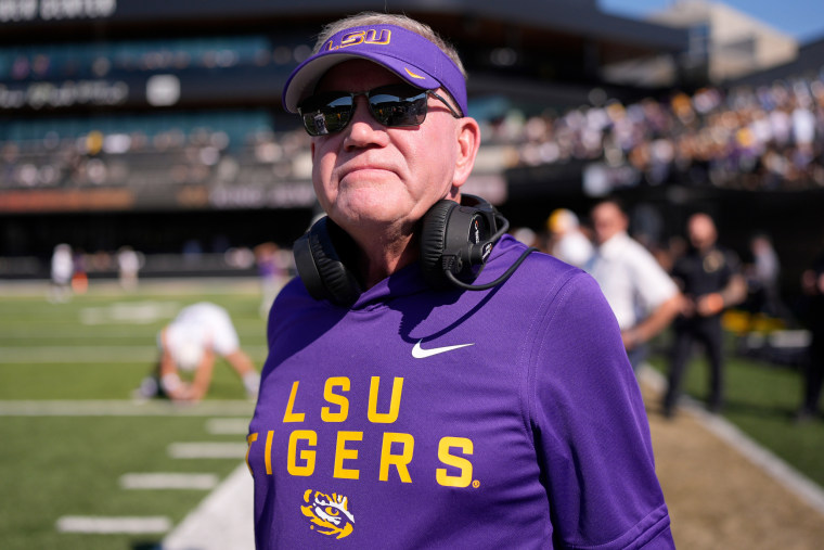 LSU head coach Brian Kelly stands on the sideline during the first half against Vanderbilt on Oct. 18.
