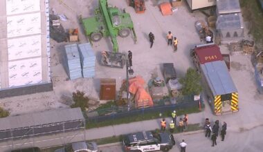 2 hurt after cherry-picker catches fire in North York