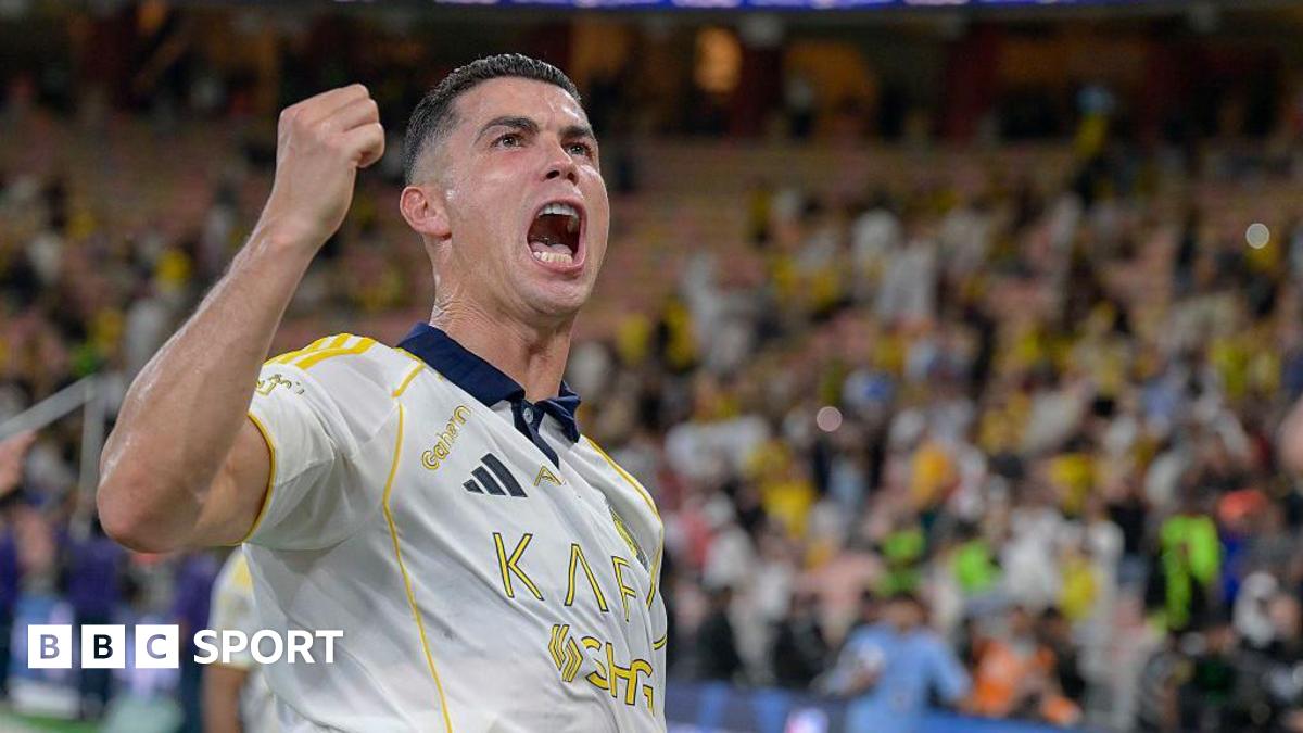 Cristiano Ronaldo celebrates while playing for Al-Nassr