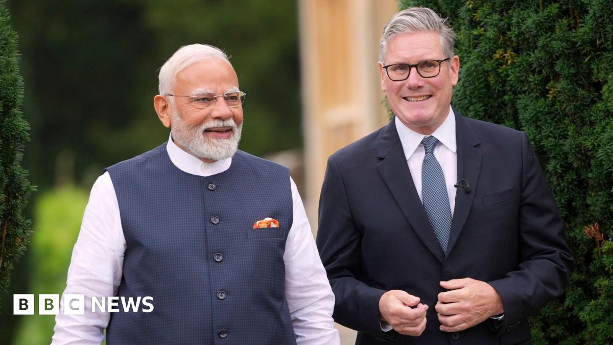 Prime Minister Sir Keir Starmer (right) with the Prime Minister of India, Narendra Modi, walk in the grounds during his visit to Chequers, the country house of the serving Prime Minister of the UK, near Aylesbury in Buckinghamshire. Picture date: Thursday July 24, 2025. PA Photo.