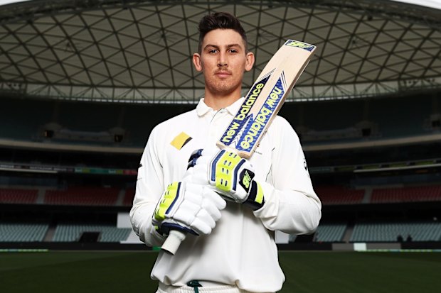 Nic Maddinson ahead of his Test debut against South Africa at the Adelaide Oval in 2016. 