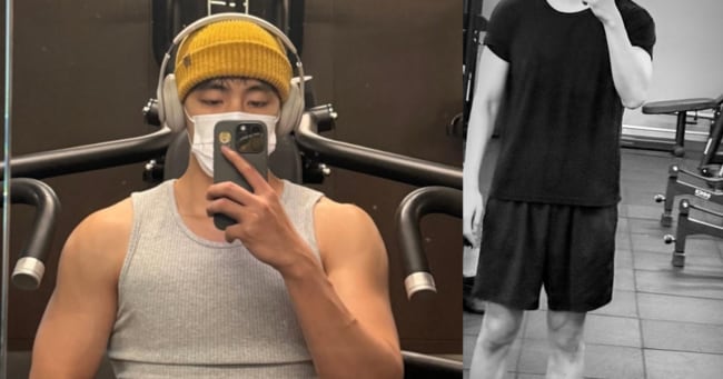 BTS's Vui's Gym Selfie Highlights Toned Physique - 조선일보