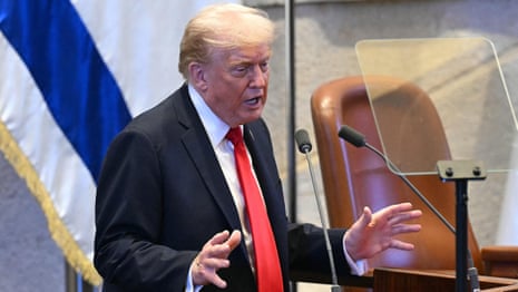 Trump hails end of 'age of terror' and 'historic dawn' of a new Middle East – video 