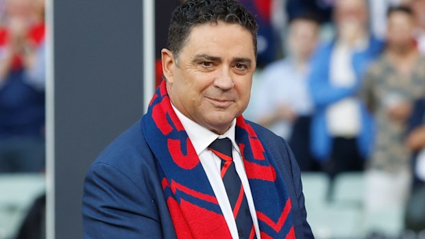 MELBOURNE, AUSTRALIA - MARCH 16: Garry Lyon is seen during the 2022 AFL Round 01 match between the Melbourne Demons and the Western Bulldogs at the Melbourne Cricket Ground on March 16, 2022 In Melbourne, Australia. (Photo by Michael Willson/AFL Photos)