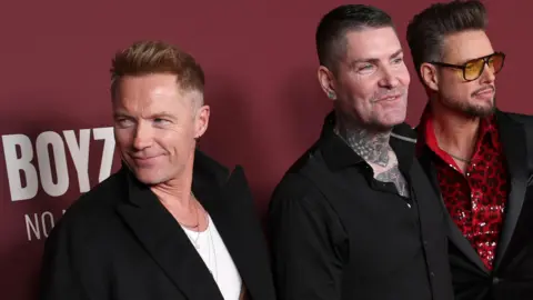 Getty Images Boyzone, (L-R) Ronan Keating, Shane Lynch and Keith Duffy attending the world premiere of Boyzone: No Matter What