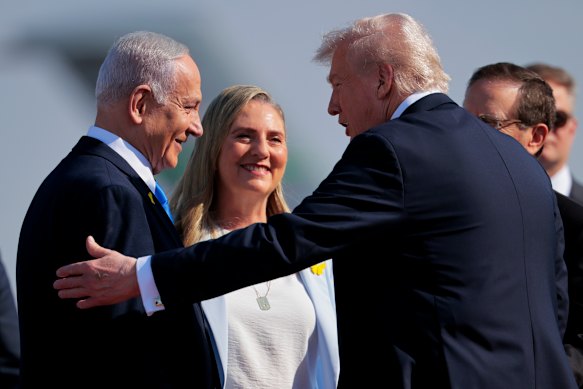 US President Donald Trump is welcomed by Israeli Prime Minister Benjamin Netanyahu at Ben Gurion International Airport, Tel Aviv.