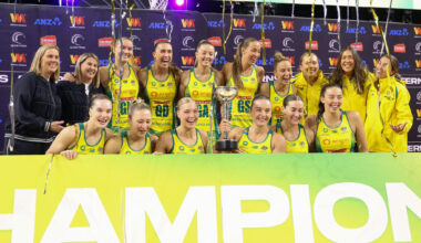 The Australian Diamonds claimed the 2025 Constellation Cup. Image: Graeme Laughton-Mutu