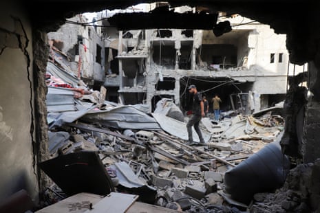 Aftermath of an Israeli strike on a house in the Tuffah neighbourhood in Gaza City.