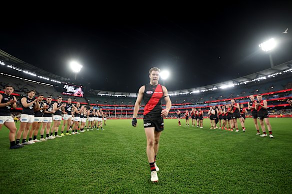 Merrett walked off the MCG to a guard of honour following his 250th game in August.