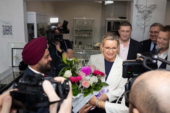 Opposition Leader Sussan Ley in Sydney’s “Little India” on September 7, after senator Jacinta Nampijinpa Price said the government was bringing in “large numbers” of Indian migrants because they voted for Labor.