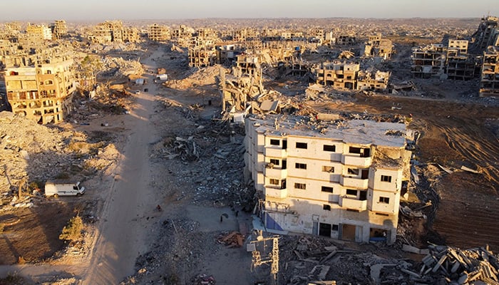 A drone view shows the destruction in a residential neighborhood, after the withdrawal of the Israeli forces from the area, amid a ceasefire between Israel and Hamas in Gaza, in Gaza City, October 25, 2025. — Reuters