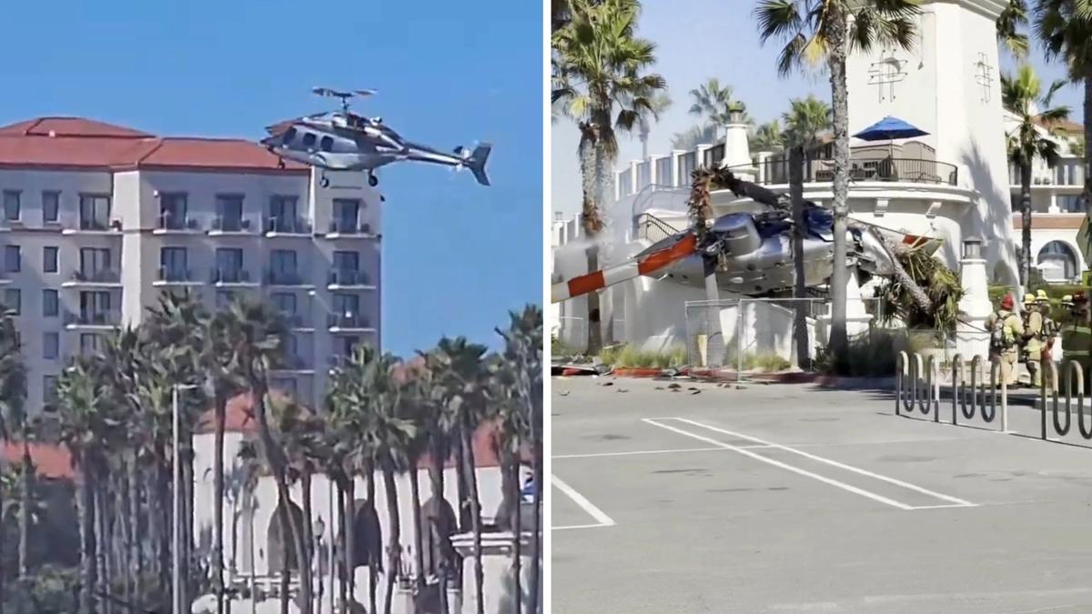 Huntington Beach helicopter crash: Five people rushed to hospital after chopper spins out of control
