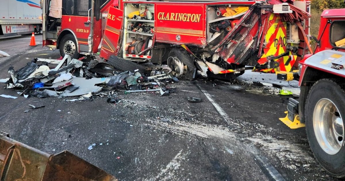 WB Hwy. 401 reopened east of Oshawa following crash that injured 2 firefighters - CTV News