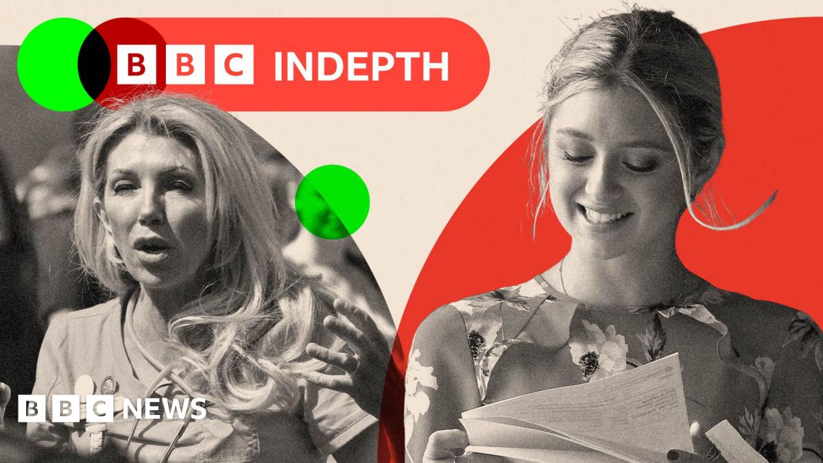 A woman with long blonde hair and a pink top