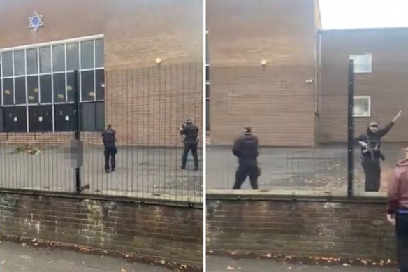 Screengrabs of a video posted on social media appear to show the moment police shot the alleged attacker.