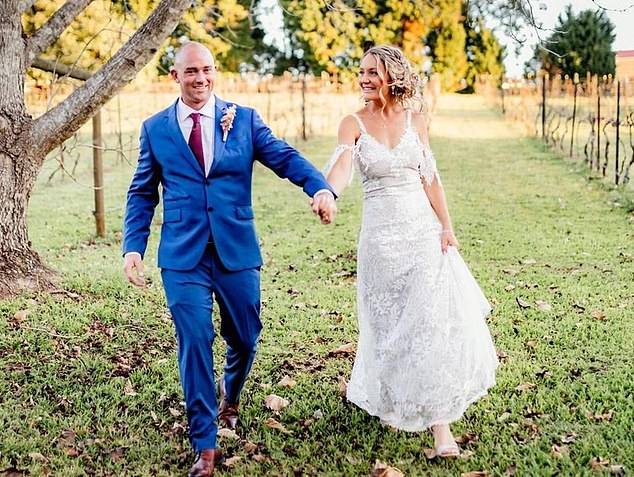 Father-of-two Matthew Berry (pictured on his wedding day) was found dead by his estranged wife at a Mount Tamborine home in 2023