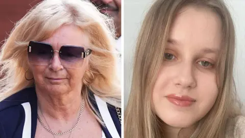 PA Media/Supplied A composite image of Karen Spragg arriving at court in formal clothing and a picture of Julie Wandel