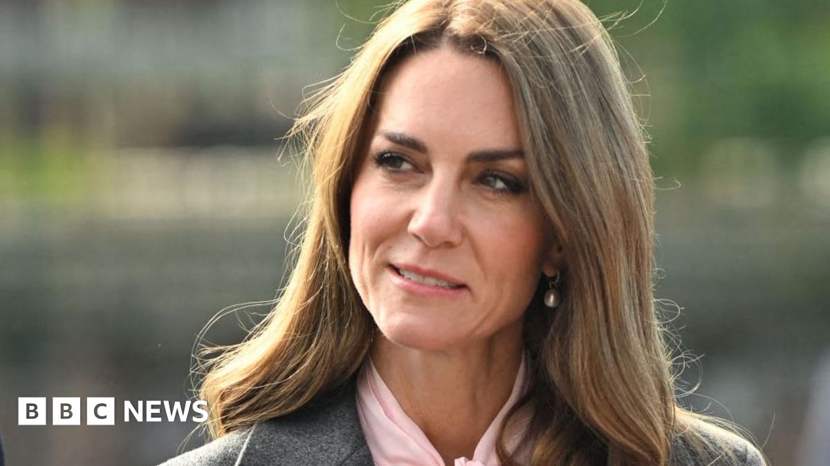 A head and shoulders crop of Catherine, Princess of Wales, as she looks to the left of frame against an out-of-focus background as she stands outside during a visit to Farnborough Road Infant and Junior School in Birkdale in September.