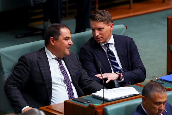 Tony Pasin and Andrew Hastie in question time this week.