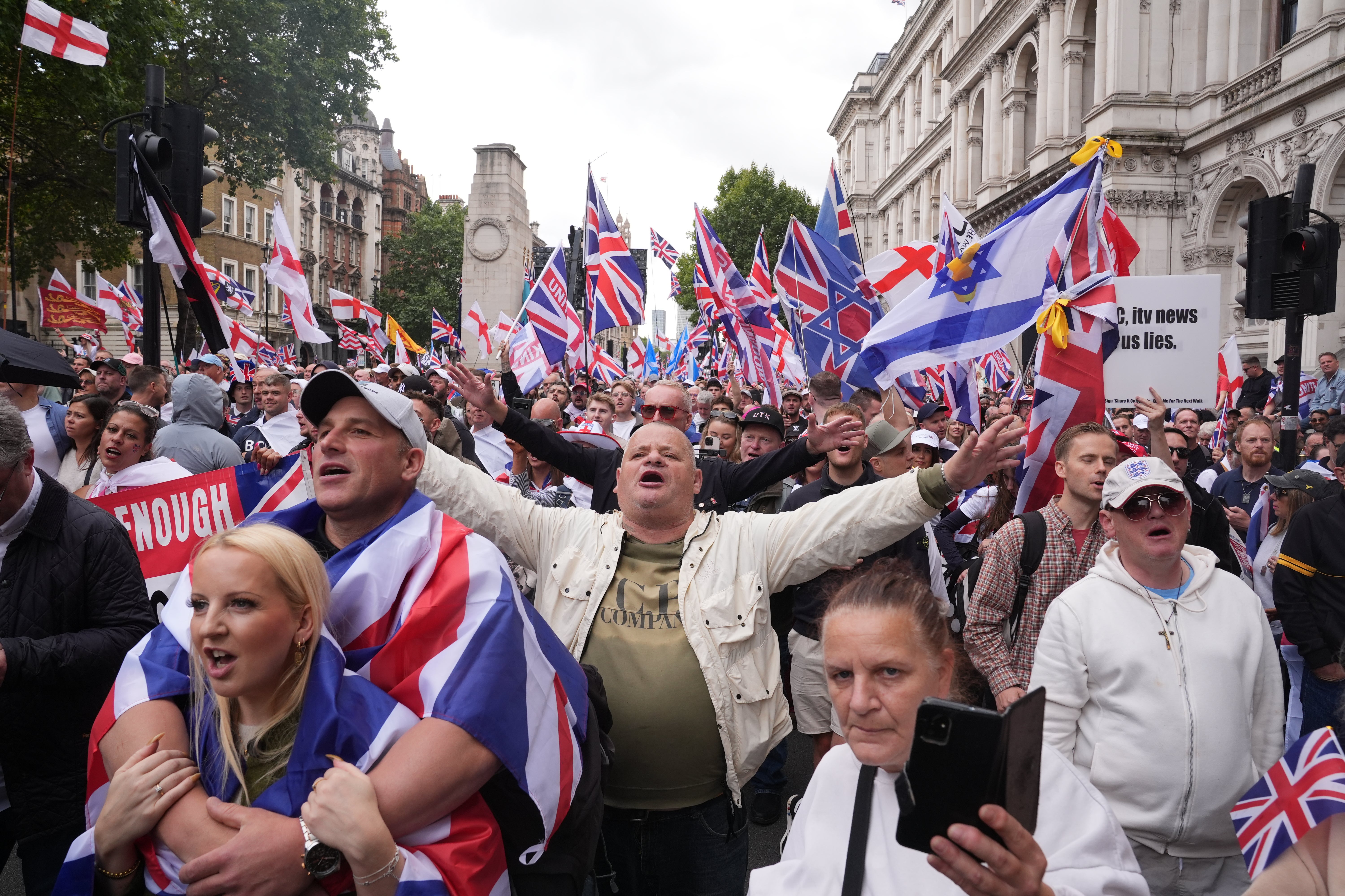 The Tommy Robinson-led Unite the Kingdom rally in central London on September 13