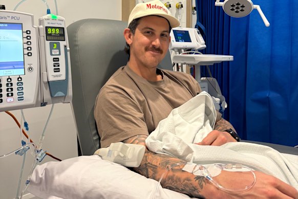 Nic Maddinson prepares to begin chemotherapy.