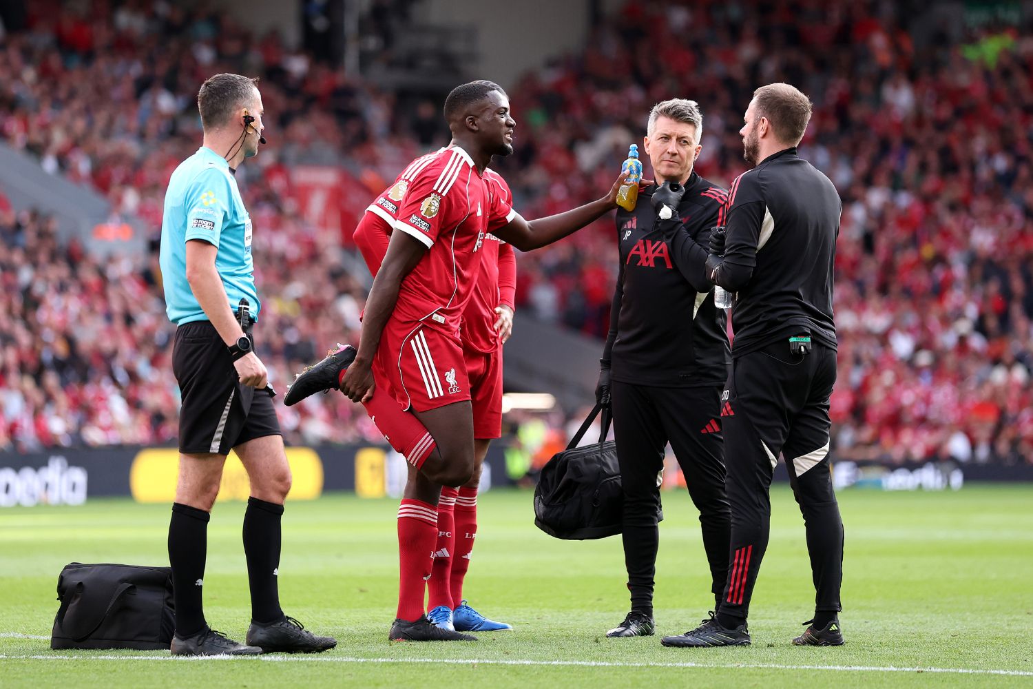 Ibou Konate limps off against Arsenal