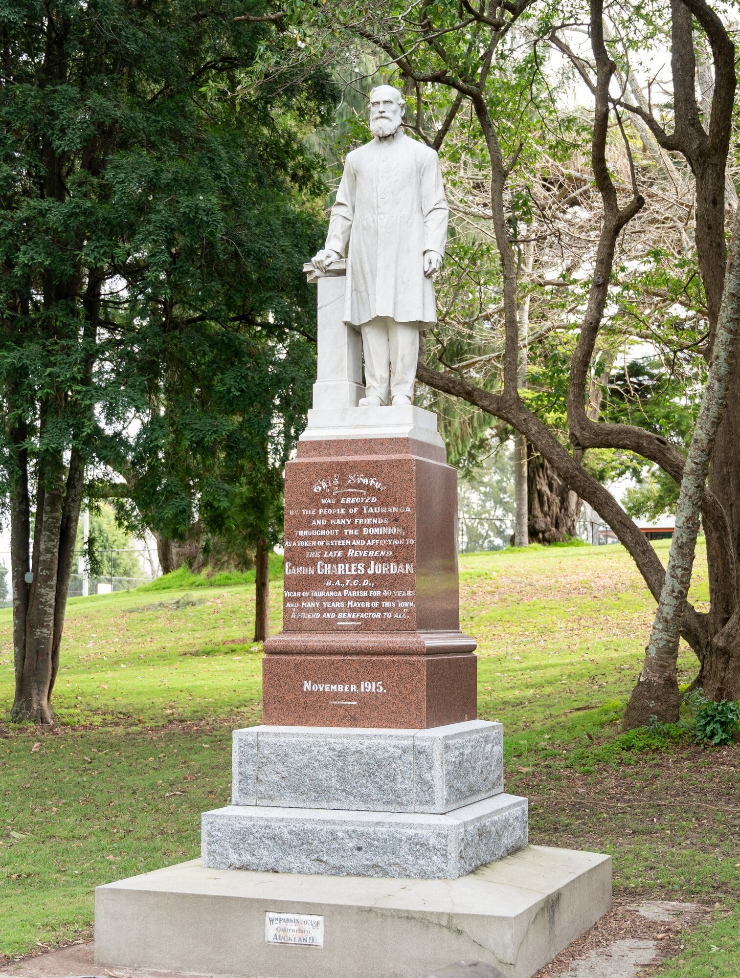  The statue of Reverend Canon Charles Jordan at Tauranga Domain.  Photo / Brydie Thompson.