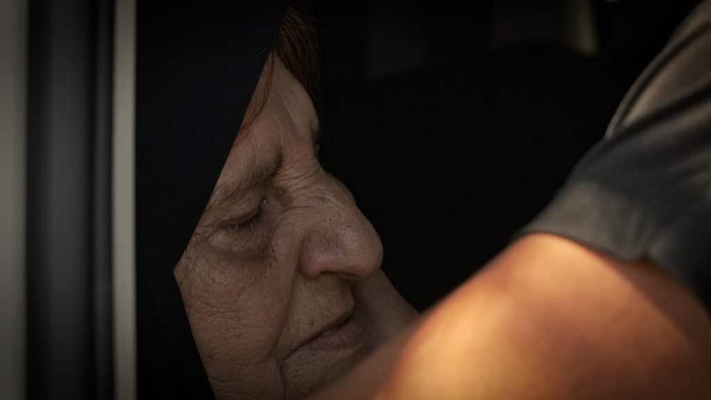 The disabled mother of Murad Abu al-Rub, a released Palestinian political prisoner who was deported to Egypt as part of the first phase of the ceasefire between Israel and Hamas, October 13, 2025. (Photo: Qassam Muaddi/Mondoweiss)