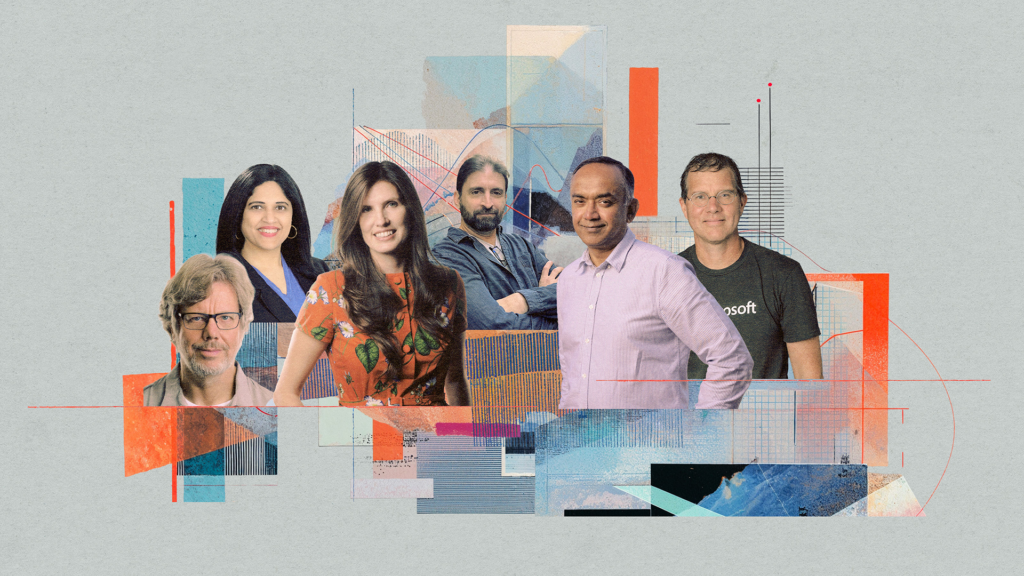 Illustration featuring six people