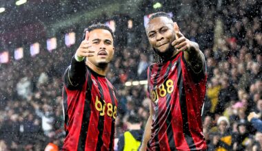 Semenyo double and Kluivert strike send Bournemouth SECOND