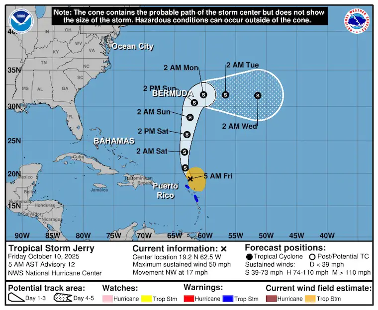 October 10 weather Tropical Storm Jerry