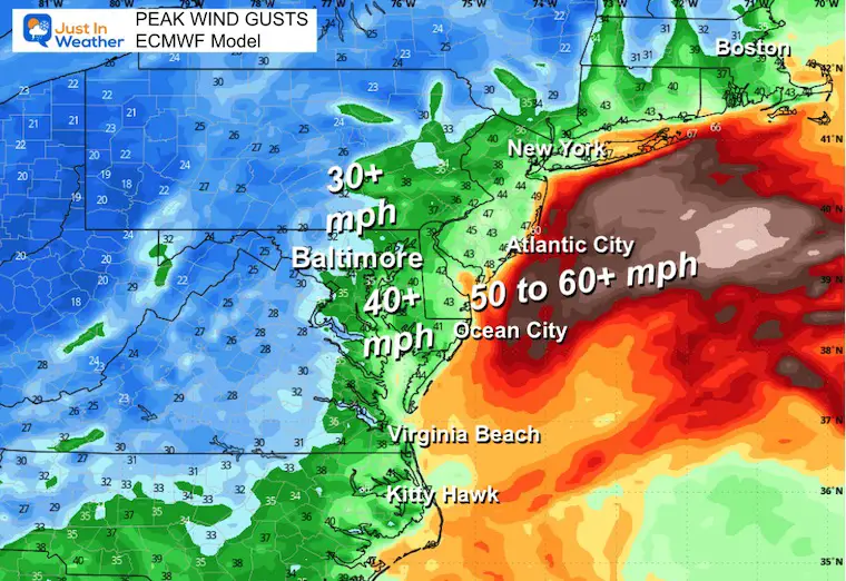 October 10 peak wind gusts