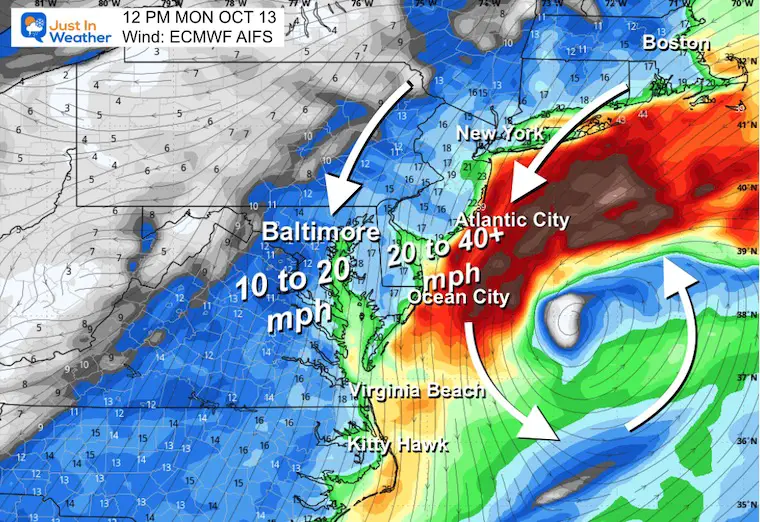 October 10 wind Monday