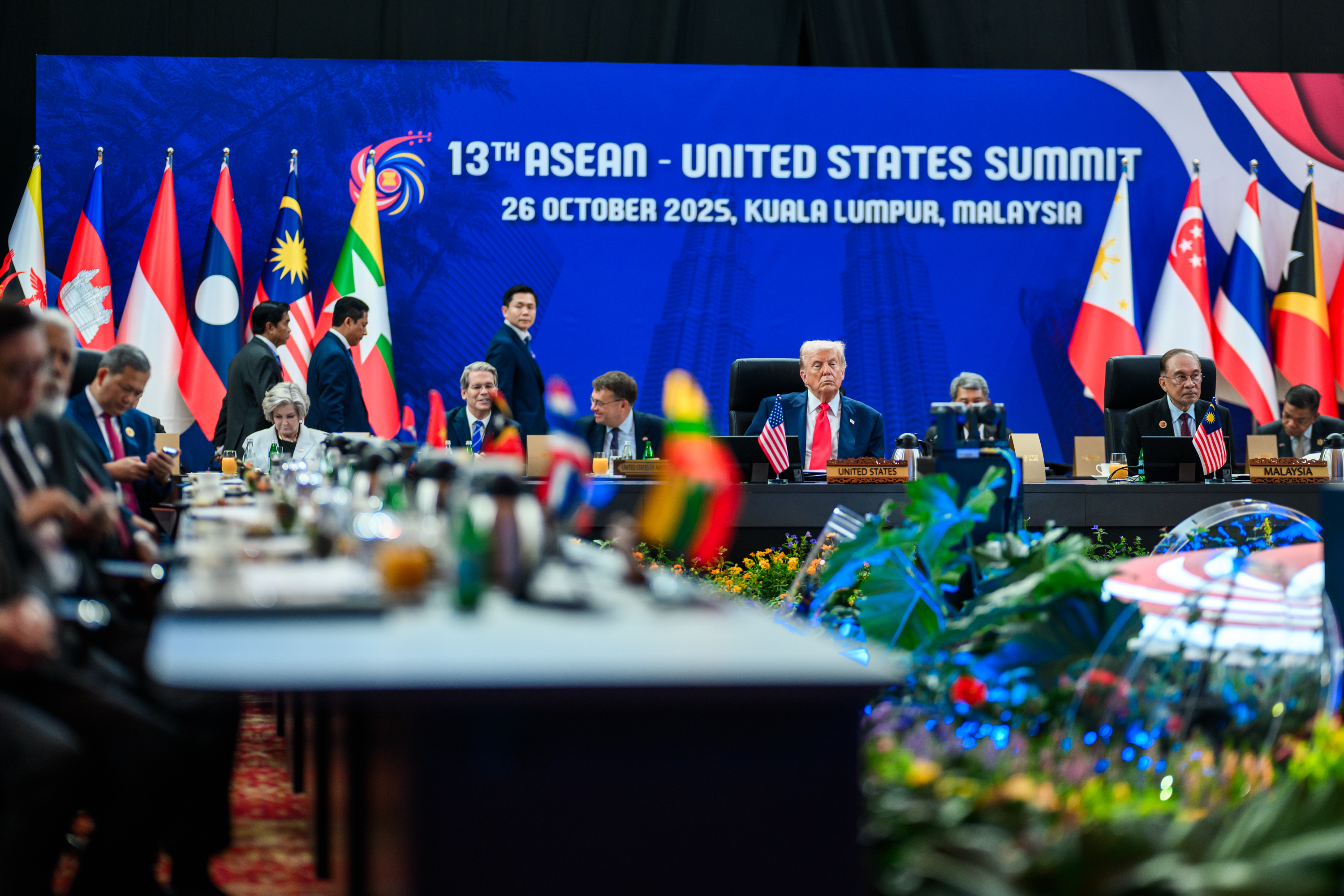 President Donald Trump attends the ASEAN Summit at the Kuala Lumpur Convention Center Sunday, October 25, 2025, in Kuala Lumpur, Malaysia. (Official White House Photo by Daniel Torok)