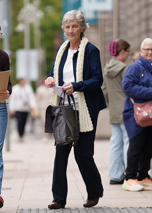 Catherine Connolly outside the Dail. Pic: Fran Veale