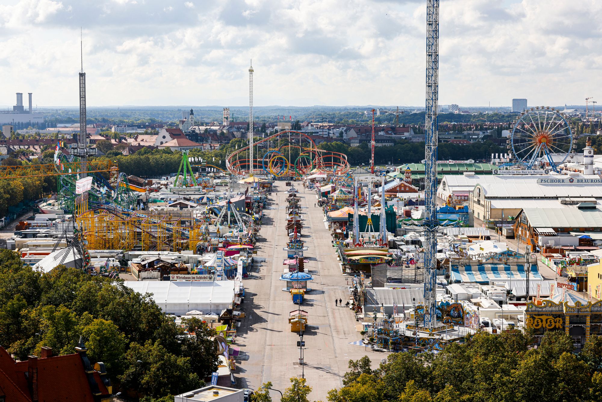 The closed grounds of the Munich Oktoberfest beer festival are pictured