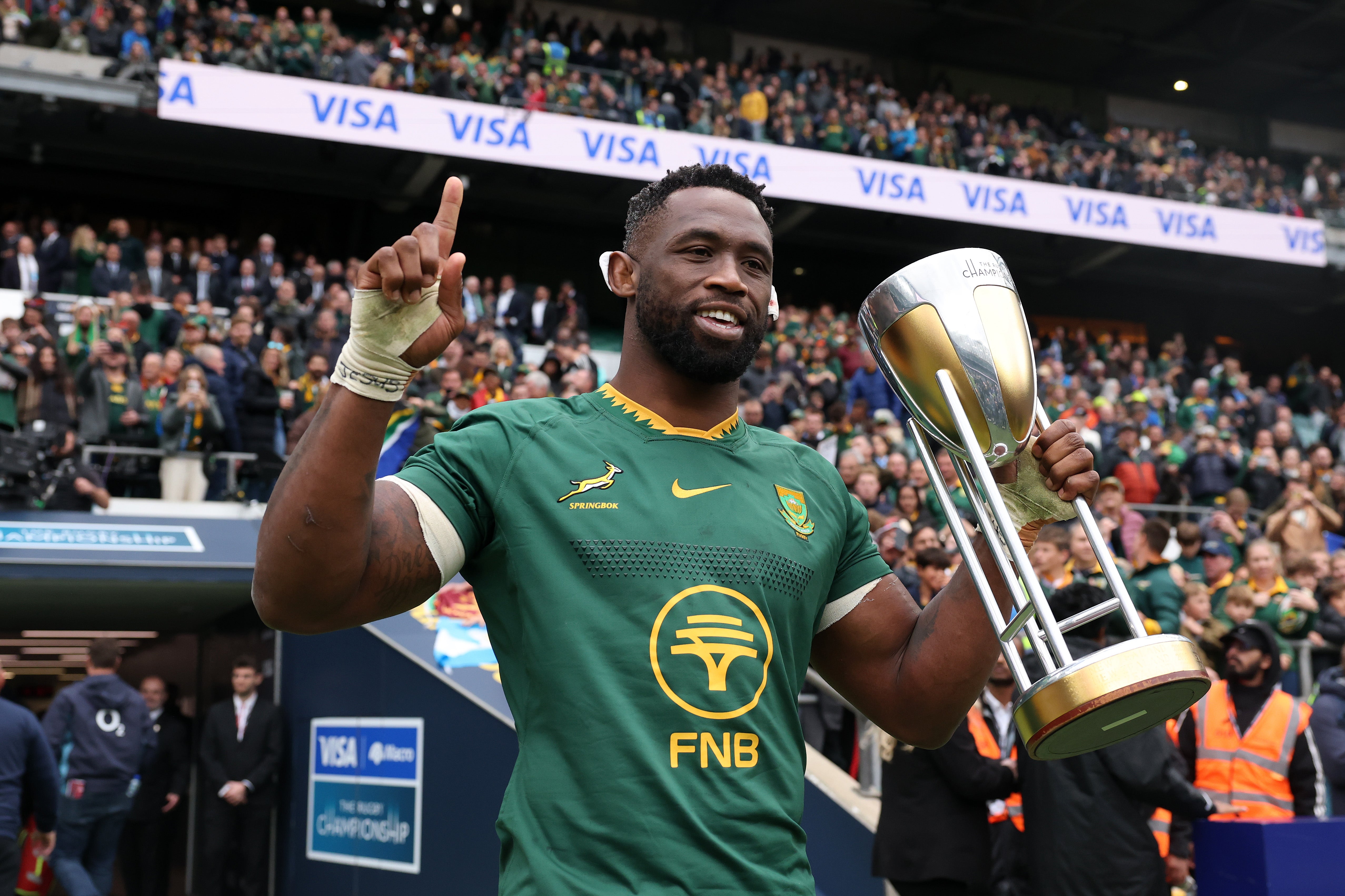 Siya Kolisi celebrates on Saturday afternoon