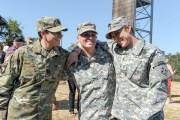 From left, U.S. Army Capt. Kristen Griest, Maj. Lisa Jaster and 1st Lt. Shaye Haver share a moment following Jaster's graduation from Ranger School.