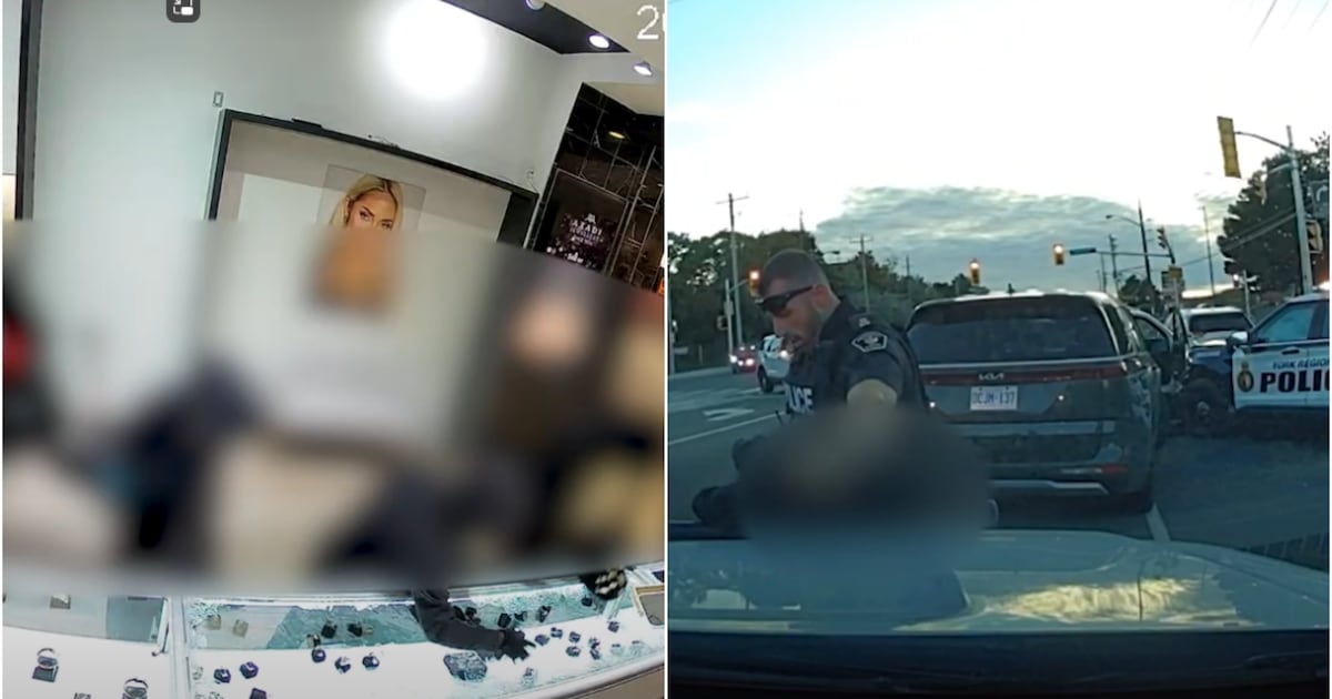 Newmarket smash-and-grab, police pursuit, arrests caught on video