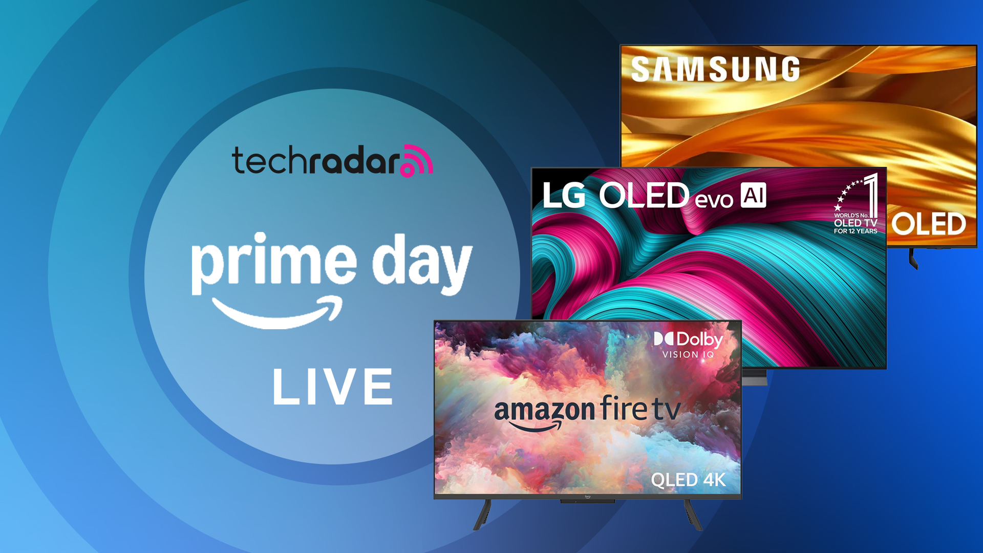 Amazon Prime Day TV deals, with images of LG, Amazon and Samsung TVs