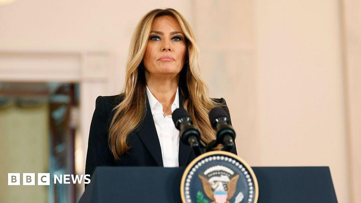First Lady Melania Trump photographed during a press conference inside the White House