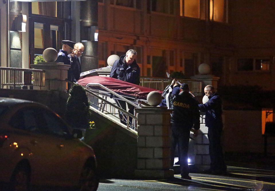 The body of David Byrne is taken from the Regency Hotel.  Photo: Collins