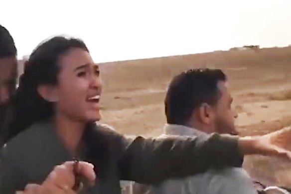 Noa Argamani pleads for her life while being driven away from the Nova festival on October 7.