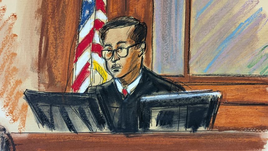 In this courtroom sketch, Judge Arun Subramanian sentences Sean Diddy Combs in Manhattan federal court in New York on Friday.
