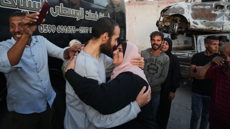 Tears and cheers in West Bank and Gaza as nearly 2,000 Palestinians are released from Israeli prisons