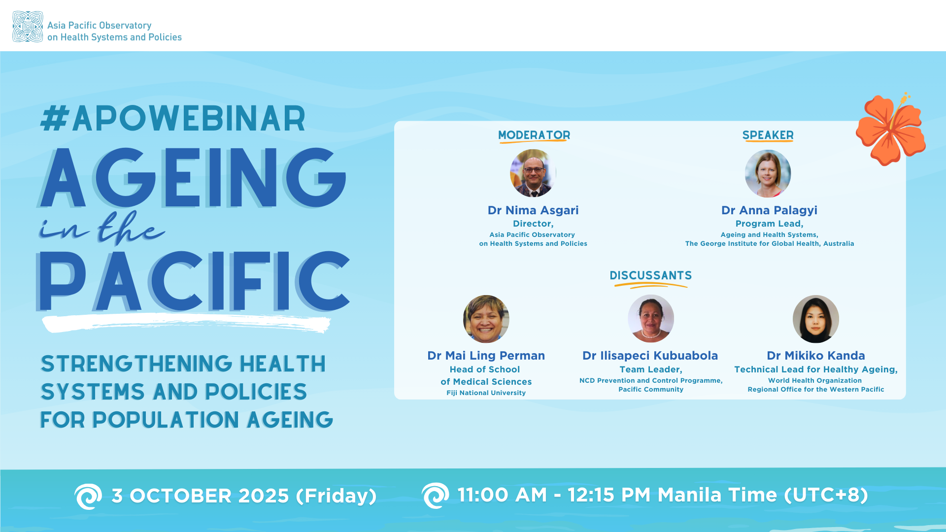 Poster for a webinar on ageing in the Pacific