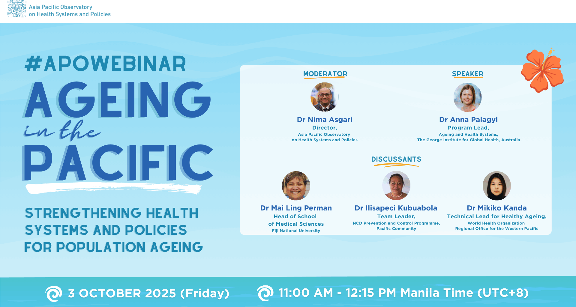 Poster for a webinar on ageing in the Pacific