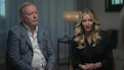 Doug Barrowman and Michelle Mone pictured during an interview with the BBC  