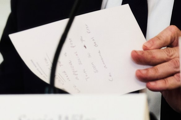 Rubio’s note that was handed to Trump. The hand-scrawled note on White House stationery read, “You need to approve a Truth Social post soon so you can announce deal first.”