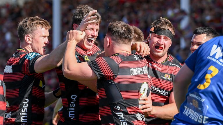 Brodie McAlister celebrates his try against Otago.